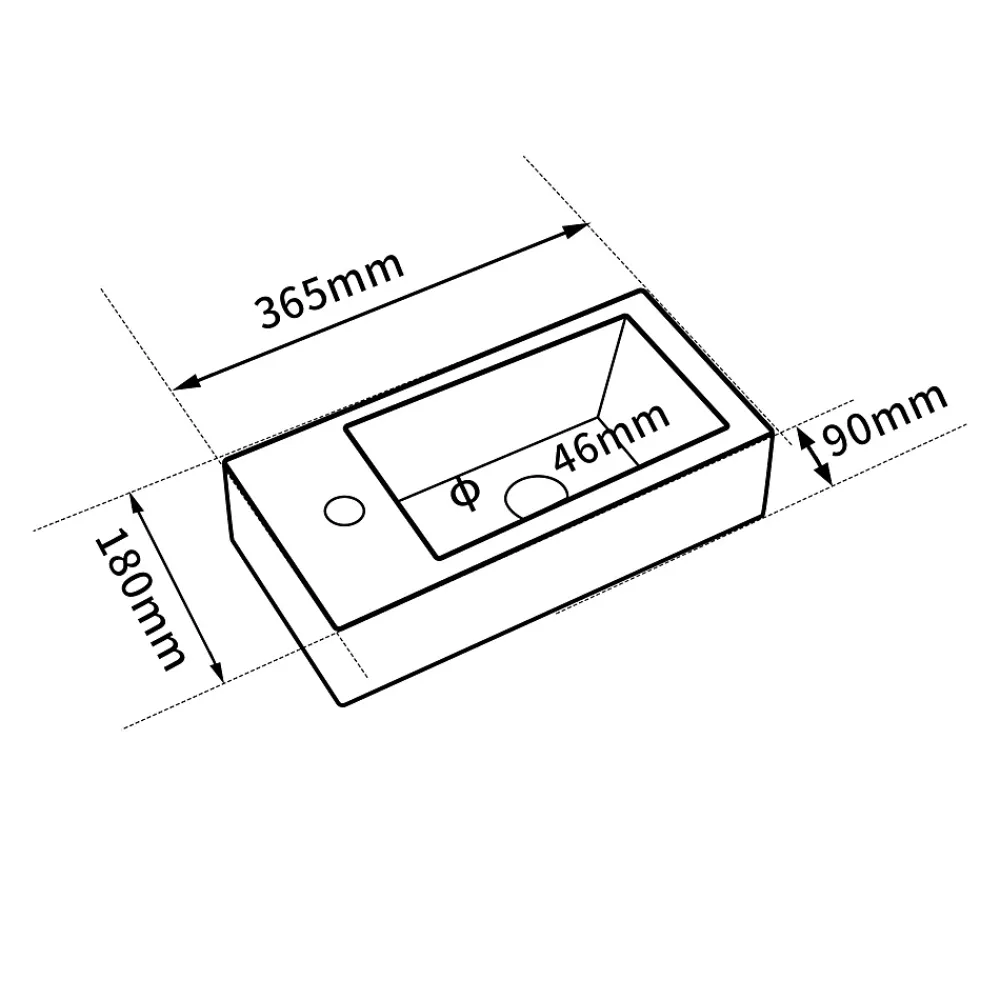 Lavabo|Dileci Vasque lave-mains sortie gauche (36,5x18x9cm) -