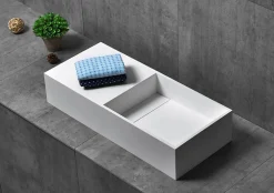 Bernstein Vasque moderne 75x32,5x15cm Lavabo en fonte minérale, Lave main à poser avec bonde - TWG08