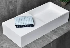 Bernstein Vasque moderne 75x32,5x15cm Lavabo en fonte minérale, Lave main à poser avec bonde - TWG08