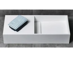 Bernstein Vasque moderne 75x32,5x15cm Lavabo en fonte minérale, Lave main à poser avec bonde - TWG08