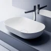 Bernstein Vasque murale à poser design 54x34x13cm en fonte minérale avec bonde et trop plein - O-541 - Blanc mat