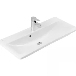 Sanindusa Vasque murale ou à encastrer céramique traditionnelle Look 83x36 blanc