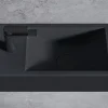 Bernstein Vasque murale suspendue design 44x22x10cm en fonte minérale - Avec bonde et cache, Rangement gauche, Sans console, Quartz noir