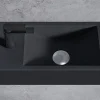 Lavabo|Bernstein Vasque murale suspendue design 44x22x10cm en fonte minérale - Sans bonde, Sans cache, Rangement gauche, Sans console, Quartz noir