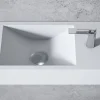 Bernstein Vasque murale suspendue design 44x22x10cm en fonte minérale - Blanc mat, Sans bonde ni cache, Rangement droite, Sans console