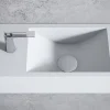 Bernstein Vasque murale suspendue design 44x22x10cm en fonte minérale - Blanc mat, Avec bonde et cache blanc, Rangement gauche, Sans console
