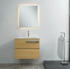 Bernstein Vasque murale suspendue design 44x22x10cm en fonte minérale - Sans bonde ni cache, Rangement droite, Quartz noir, Avec Console