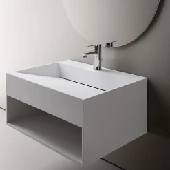 Bernstein Vasque murale 60x46x28cm en fonte minérale avec espace de rangement - blanc mat - TWG71