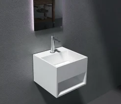 Bernstein Vasque murale 32,5x32,5x25cm en fonte minérale avec espace de rangement - PB2035