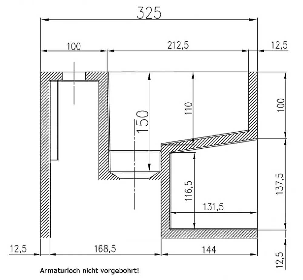 Bernstein Vasque murale 32,5x32,5x25cm en fonte minérale avec espace de rangement - PB2035