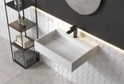 Lavabo|Bernstein Vasque murale 60x46x13cm en fonte minérale - PB2080 - blanc mat