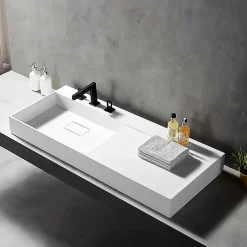 Bernstein Vasque murale 120x50x12cm ou à poser avec espace de rangement - fonte minérale - TWG222