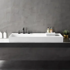 Bernstein Vasque murale 120x50x12cm ou à poser avec espace de rangement - fonte minérale - TWG222