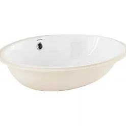 Sanindusa Vasque ovale a encastrer par dessous 57x45 hauteur 20cm porcelaine vitrifiée VOUGA blanche (vidage non inclus)
