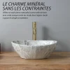 Vasque À Poser|Dileci Vasque ovale effet pierre naturel (41,5 x 33,5 x 14,5 cm) -
