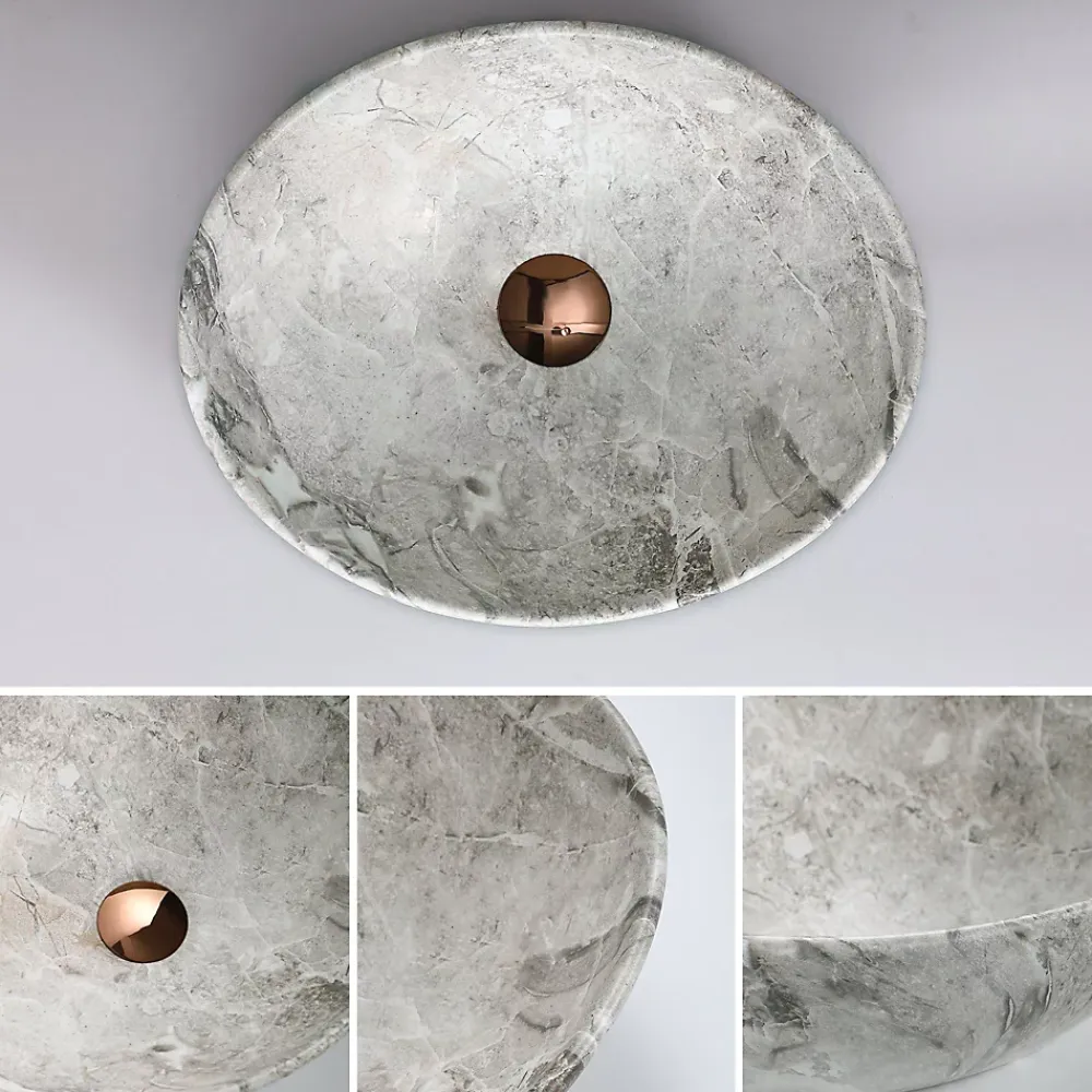 Vasque À Poser|Dileci Vasque ovale effet pierre naturel (41,5 x 33,5 x 14,5 cm) -