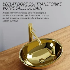 Dileci Vasque ovale finition or brillant (41,5 x 33,5 cm)