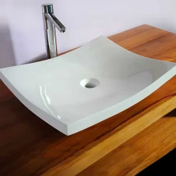 Autres Vasque plate blanche en résine à poser pour salle de bain moderne