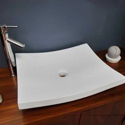 Autres Vasque plate blanche en résine à poser pour salle de bain moderne