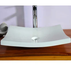 Autres Vasque plate blanche en résine à poser pour salle de bain moderne
