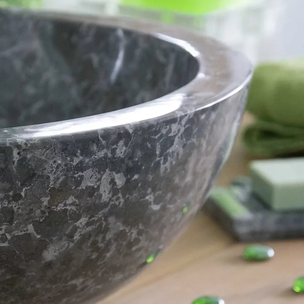 Ocean Line Vasque ronde à poser en marbre gris, Lizéa