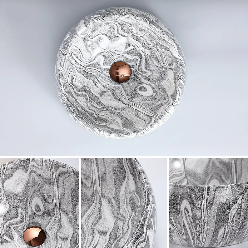 Vasque À Poser|Dileci Vasque ronde creuse effet gris zébré (diamètre 40 cm) -