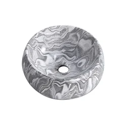Vasque À Poser|Dileci Vasque ronde creuse effet gris zébré (diamètre 40 cm) -