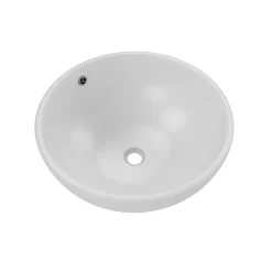 Vasque À Poser|Aurlane Vasque ronde en céramique blanche à poser - Diamètre 42cm - Hauteur 18cm - PARABOLA