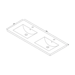 Plan Double Vasque|Bain-Bain Vasque résine 120Cm NOLAN -