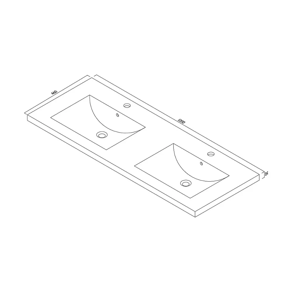 Plan Double Vasque|Bain-Bain Vasque résine 120Cm NOLAN -