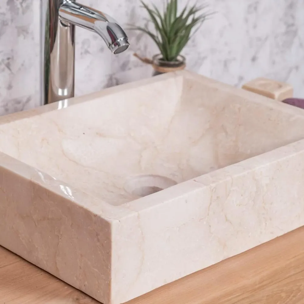 Vasque À Poser|Wanda Collection Vasque salle de bain à poser Alexandrie rectangle 30cm x 40cm crème