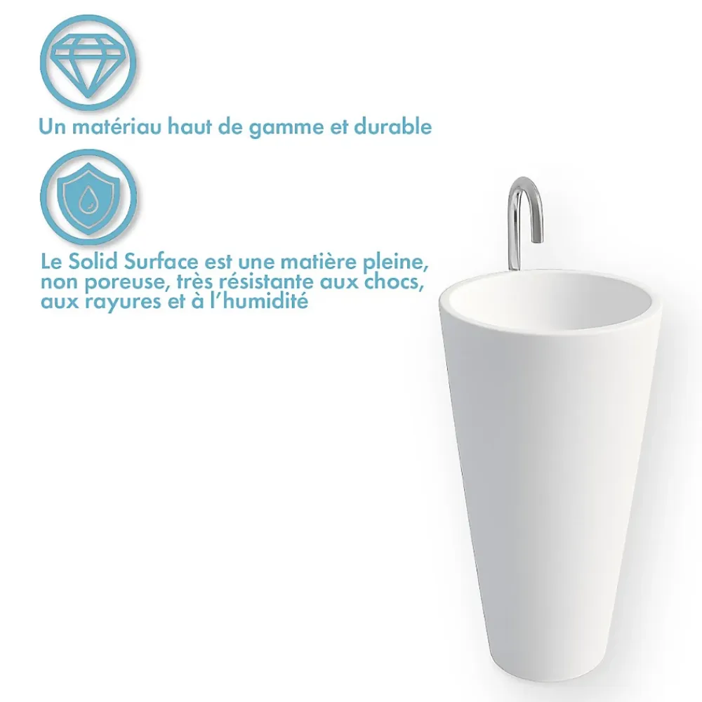 Ambra Vasque salle de bain colonne sur pied,en Solid surface 50 cm - Kezia