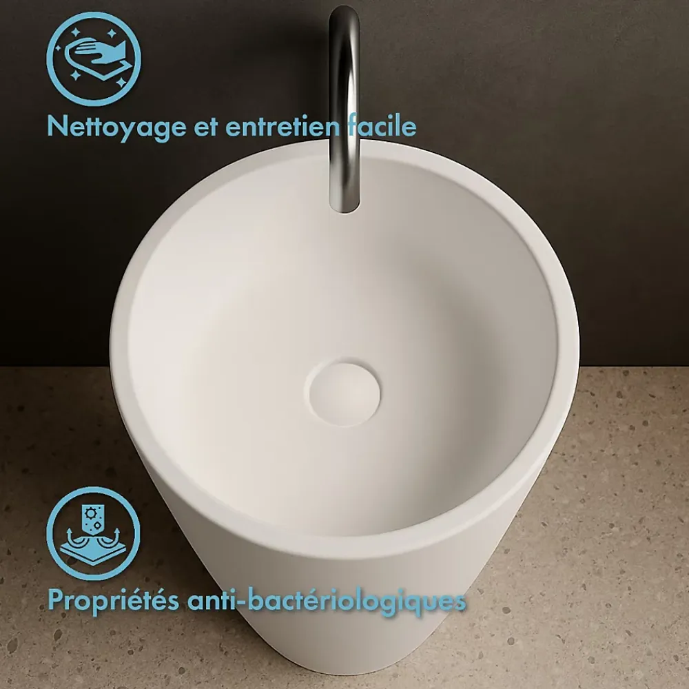 Ambra Vasque salle de bain colonne sur pied,en Solid surface 50 cm - Kezia