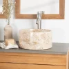 Wanda Collection Vasque salle de bain ronde à poser en marbre Ulysse 30 cm crème