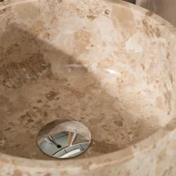 Wanda Collection Vasque salle de bain ronde à poser en marbre Ulysse 30 cm crème