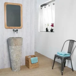 Lavabo|Wanda Collection Vasque salle de bain sur pied en marbre Florence gris