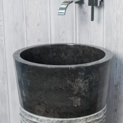 Wanda Collection Vasque salle de bain sur pied en pierre Florence noir