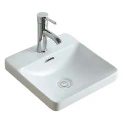 Mob-In Vasque semi encastrée carrée en céramique blanche 37cm