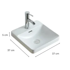 Mob-In Vasque semi encastrée carrée en céramique blanche 37cm
