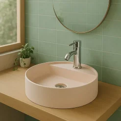 Ambra Vasque Semi-Encastrée - 42,5 cm - en Solid surface - Beige Rosé - Aurélie