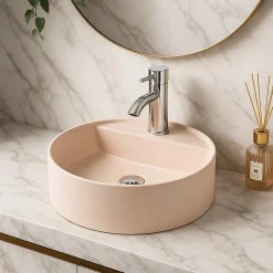 Ambra Vasque Semi-Encastrée - 42,5 cm - en Solid surface - Beige Rosé - Aurélie