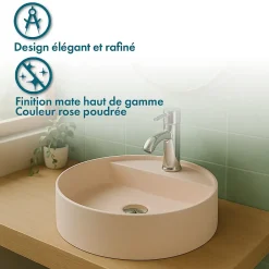 Ambra Vasque Semi-Encastrée - 42,5 cm - en Solid surface - Beige Rosé - Aurélie