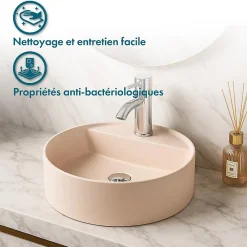 Ambra Vasque Semi-Encastrée - 42,5 cm - en Solid surface - Beige Rosé - Aurélie