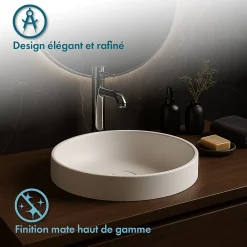 Ambra Vasque semi-encastrée 40 cm en Solid surface - Lucia
