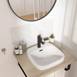 Vasque À Encastrer|Homesight Vasque semi-encastrée carrée céramique blanc Carla
