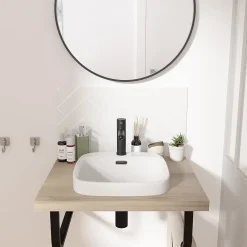 Vasque À Encastrer|Homesight Vasque semi-encastrée carrée céramique blanc Carla