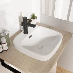 Vasque À Encastrer|Homesight Vasque semi-encastrée carrée céramique blanc Carla