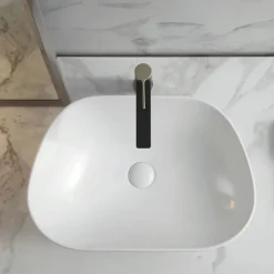 Vasque À Encastrer|Homesight Vasque semi-encastrée galet céramique blanc Ola