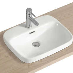 Homesight Vasque semi-encastrée rectangulaire céramique blanc Carla
