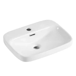 Homesight Vasque semi-encastrée rectangulaire céramique blanc Carla